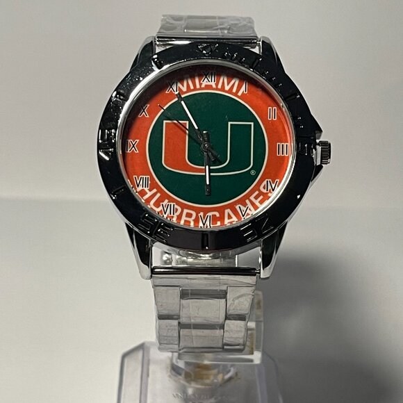 Miami Hurricanes NCAA Team Logo Men's Stainless-Steel Watch NEW - Picture 7 of 9